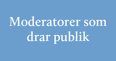 Välkända moderatorer tillför både lyskraft och professionalitet till evenemanget. Deras närvaro väcker intresse, lockar publik och skapar en stark inramning – samtidigt som de leder samtalen med trygghet, nyfikenhet och engagemang. Att boka en välkänd person som moderator innebär att kombinera igenkänningsfaktor med kommunikativ skicklighet, vilket lyfter både innehåll och upplevelse. Dessa dragplåster bidrar till ökad synlighet, ett starkare programflöde och en positiv helhetskänsla hos deltagarna. Särskilt effektiva är de vid galor, lanseringar, konferenser och andra tillfällen där publikkontakt och scennärvaro är avgörande.